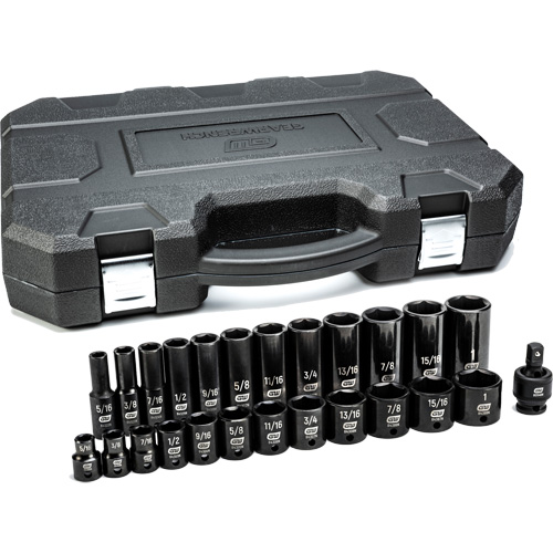 Jeu de douilles SAE &agrave; 6 pans, 25 Mcx, Chocs, Prise de 3/8", Profond Helyx Safety & Industrial Supplies