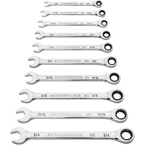 90-Tooth 12-Point Wrench Set, Ratcheting Combination, 10 Pieces, Imperial Helyx Safety & Industrial Supplies