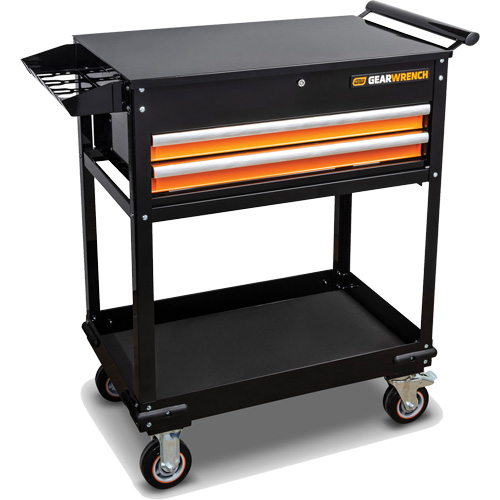 Chariot utilitaire, 2 tiroirs, 32-1/2" la x 42" h, Noir/Orange Helyx Safety & Industrial Supplies