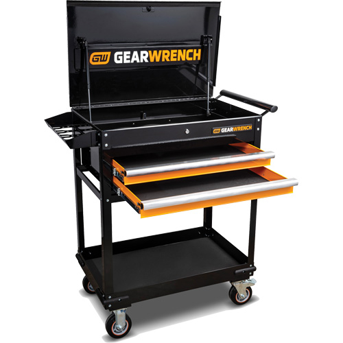 Chariot utilitaire, 2 tiroirs, 32-1/2" la x 42" h, Noir/Orange Helyx Safety & Industrial Supplies