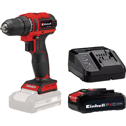 Cordless Drill/Driver with 2.5Ah PXC Battery & Charger Starter Kit, Lithium-Ion, 18 V, 3/8" Chuck, 354 in-lbs Torque Helyx Safety & Industrial Supplies