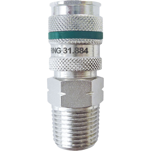 QUIKSILVER Ultraflo 7.8 mm Quick Coupler, Zinc-Plated Steel, 1/2", Male NPT, 362 PSI Helyx Safety & Industrial Supplies