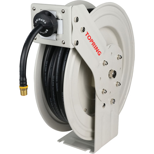 MAXREEL Single-Arm Automatic Rewind L Hose Reel with Rubber Hose, Air, 3/8" x 50', Single Hose, 250 PSI Helyx Safety & Industrial Supplies