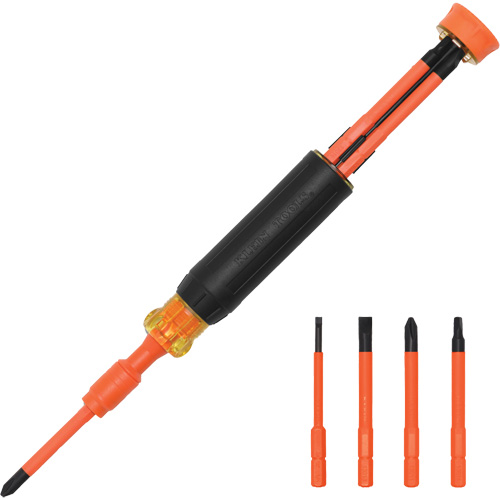 Tournevis isolant &agrave; embouts interchangeables 4-en-1 Helyx Safety & Industrial Supplies