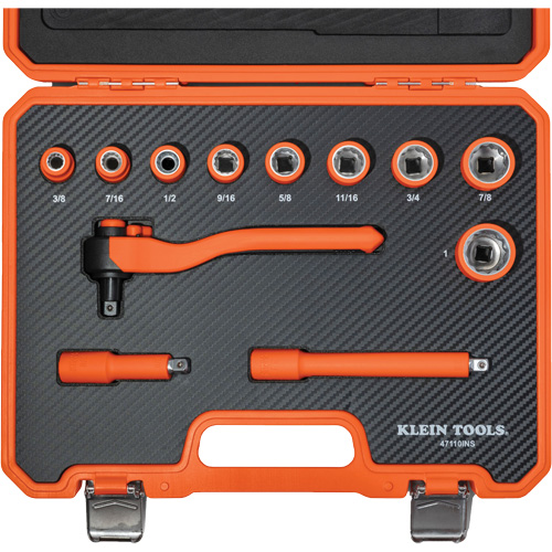 Insulated Ratchet & Socket Set with Case, 1000 V, 12 Pcs Helyx Safety & Industrial Supplies