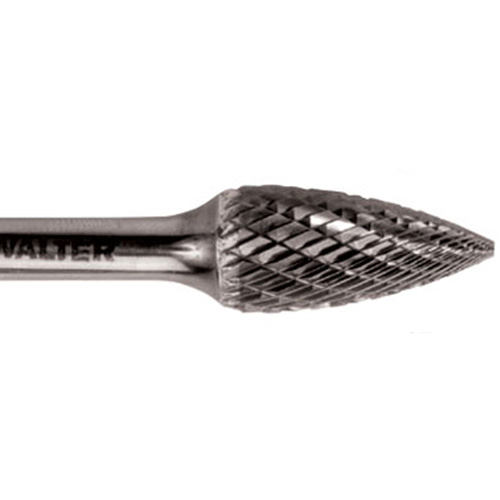 Double Cut Tapered Burr, SG-5, 1/2" Dia., 1/4" Shank, 1" Depth of Cut Helyx Safety & Industrial Supplies