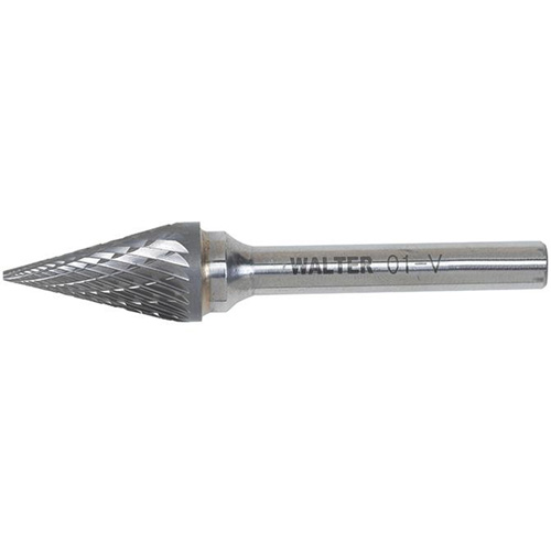 Double Cut Conical Carbide Burr, 1/2" Dia., 1/4" Shank, 7/8" Depth of Cut Helyx Safety & Industrial Supplies
