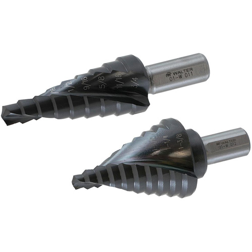 Multi-Step Drill Bit, 1/4" - 1-3/8" , 1/8" Increments, High Speed Steel Helyx Safety & Industrial Supplies