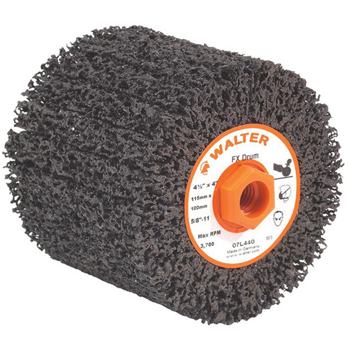 Tambour de finition FX, 4-1/4" dia. x 4" la, 5/8"-11 Arbre, Grain Cors&eacute; Helyx Safety & Industrial Supplies