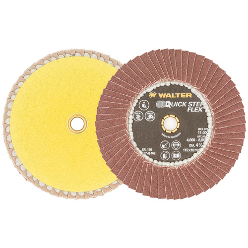 QUICK-STEP FLEX Flap Disc, 4-1/2" x Type 29, 120 Grit, Aluminum Oxide Helyx Safety & Industrial Supplies