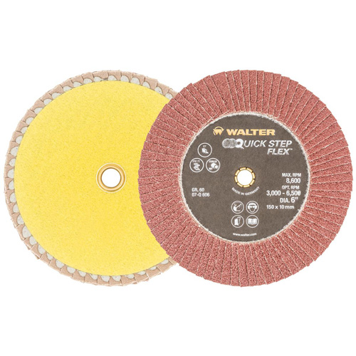 QUICK-STEP FLEX Flap Disc, 6" x Type 29, 60 Grit, Aluminum Oxide Helyx Safety & Industrial Supplies