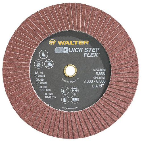 QUICK-STEP FLEX Flap Disc, 6" x Type 29, 80 Grit, Aluminum Oxide Helyx Safety & Industrial Supplies