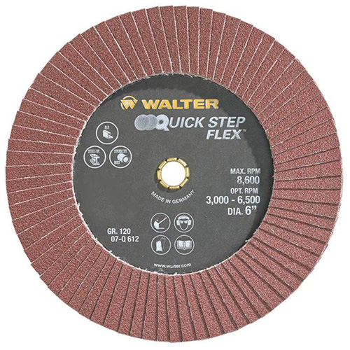 QUICK-STEP FLEX Flap Disc, 6" x Type 29, 120 Grit, Aluminum Oxide Helyx Safety & Industrial Supplies
