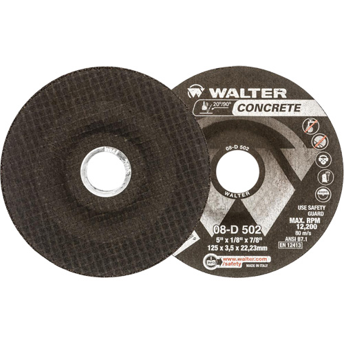 Meules &agrave; moyeu d&eacute;port&eacute; - B&eacute;ton type 27, 5" x 1/8", Arbre de 7/8", Type 27 Helyx Safety & Industrial Supplies