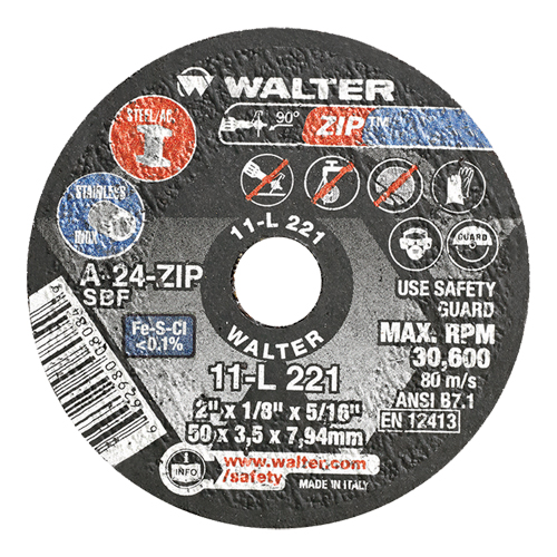 Portable Small Diameter Reinforced Cut-Off Wheels - Zip, 2" x 1/8", 5/16" Arbor, Type 1, Aluminum Oxide, 31000 RPM Helyx Safety & Industrial Supplies