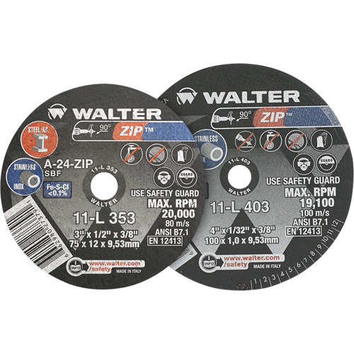 Zip Cut-Off Wheel, 4" x 1/4", 3/8" Arbor, Type 1 Helyx Safety & Industrial Supplies