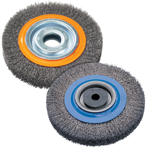 Wire Wheel Brush, 8" Dia., 0.118" Fill, 1-1/4" Arbor Helyx Safety & Industrial Supplies