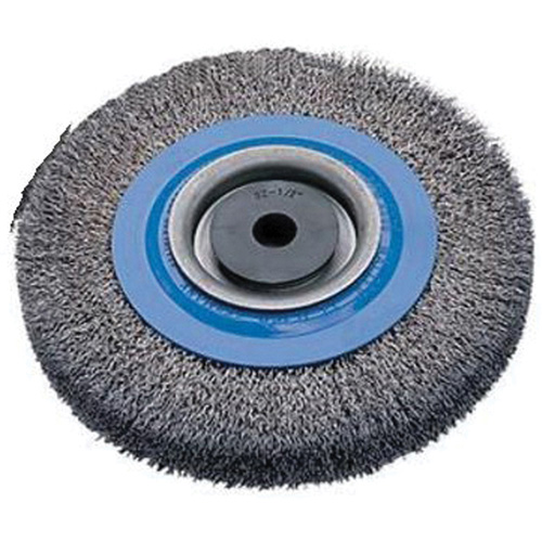 Crimped Wire Bench Wheel Brush, 6" Dia., 0.0118" Fill, 1/2" - 1-1/4" Arbor Helyx Safety & Industrial Supplies