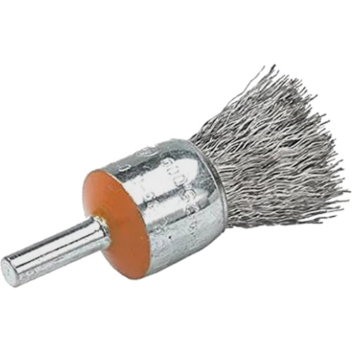 Mounted End Brush with Crimped Wires, 1/2", 0.02" Fill, 1/4" Shank Helyx Safety & Industrial Supplies