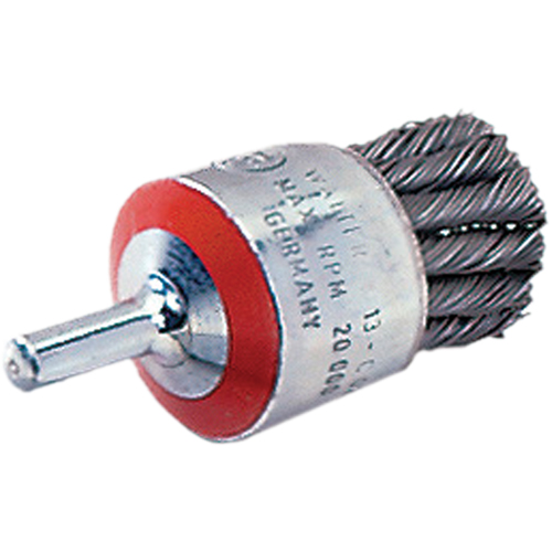 Brosse mont&eacute;e &agrave; fils nou&eacute;s, 1-1/8" dia., dia. Des fils 0,02", Tige 1/4" Helyx Safety & Industrial Supplies