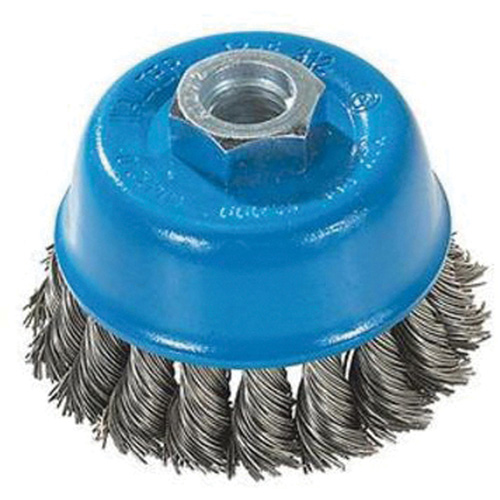 Knot-Twisted Wire Cup Brush, 3" Dia. x M10x1.25 Arbor Helyx Safety & Industrial Supplies