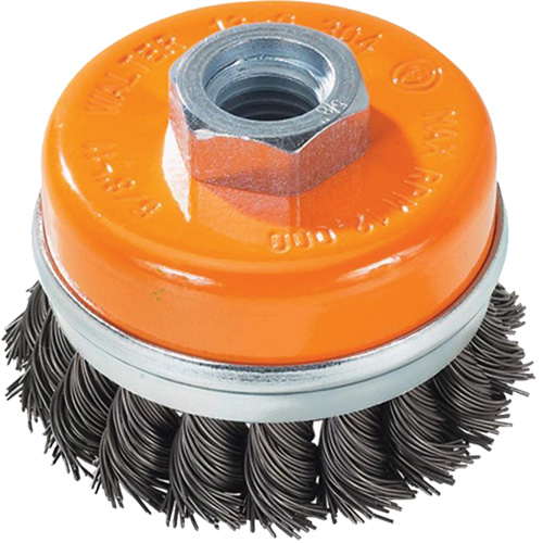 Knot-Twisted Wire Cup Brush with Ring, 3" Dia. x 5/8"-11 Arbor Helyx Safety & Industrial Supplies
