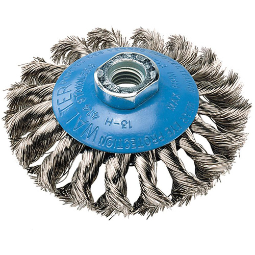 Knot-Twisted Wire Saucer Cup Brush, 6" Dia. x 5/8"-11 Arbor Helyx Safety & Industrial Supplies