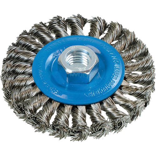 Wide Knotted Wire Wheel Brush, 5/8"-11 Arbor, Steel Helyx Safety & Industrial Supplies