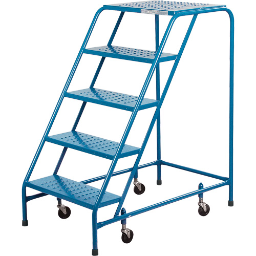 Rolling Step Ladder, 5 Steps, 18" Step Width, 46" Platform Height, Steel Helyx Safety & Industrial Supplies