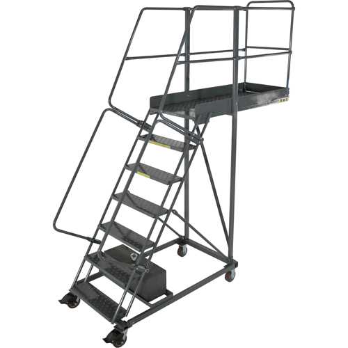 &eacute;chelles roulantes en porte-&agrave;-faux, Non renforc&eacute;, 9 marches, Profondeur de la plateforme 14", Hauteur de la plateforme 90" Helyx Safety & Industrial Supplies
