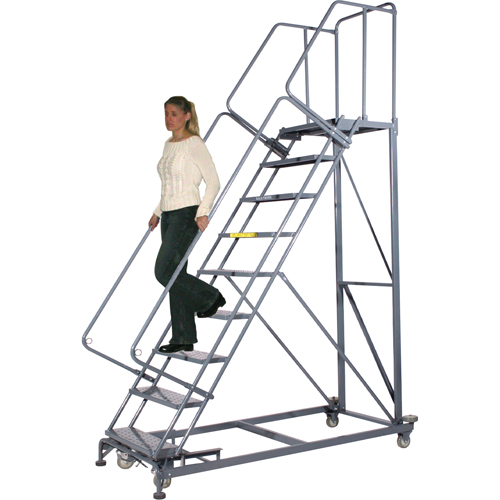 &eacute;chelles robustes en angle d'escalier, 9 marches, Perfor&eacute;, Inclinaison 50°, Hauteur 90" Helyx Safety & Industrial Supplies