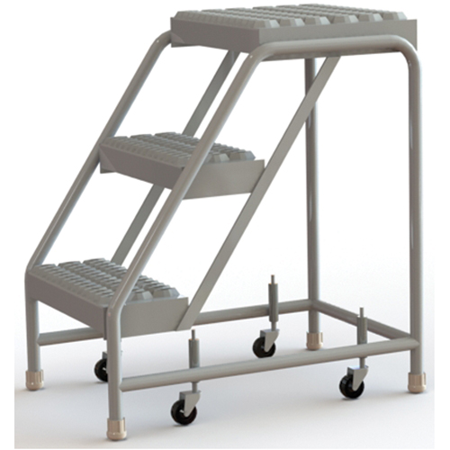 Rolling Ladder, 3 Steps, 16" Step Width, 30" Platform Height, Aluminum Helyx Safety & Industrial Supplies