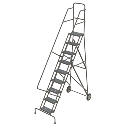 Steel Rolling Ladder, 9 Steps, 16" Step Width, 90" Platform Height, Steel Helyx Safety & Industrial Supplies