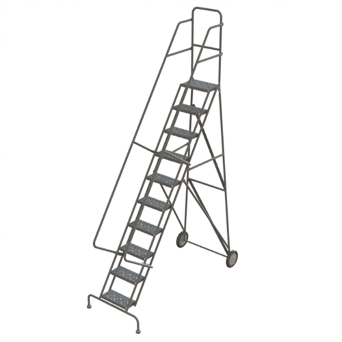 Steel Rolling Ladder, 10 Steps, 16" Step Width, 100" Platform Height, Steel Helyx Safety & Industrial Supplies