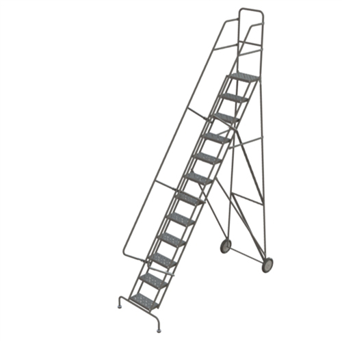 Steel Rolling Ladder, 12 Steps, 16" Step Width, 120" Platform Height, Steel Helyx Safety & Industrial Supplies