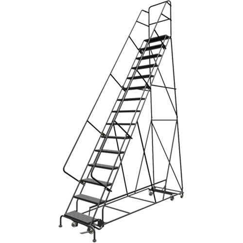 All Directional Rolling Ladder, 15 Steps, 24" Step Width, 150" Platform Height, Steel Helyx Safety & Industrial Supplies