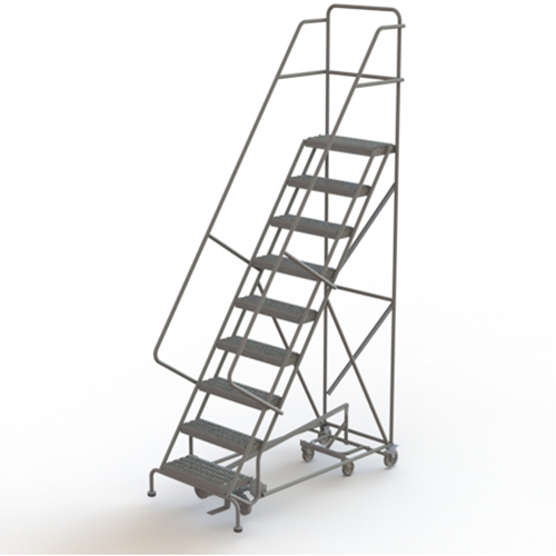 All Directional Rolling Ladder, 9 Steps, 24" Step Width, 90" Platform Height, Steel Helyx Safety & Industrial Supplies