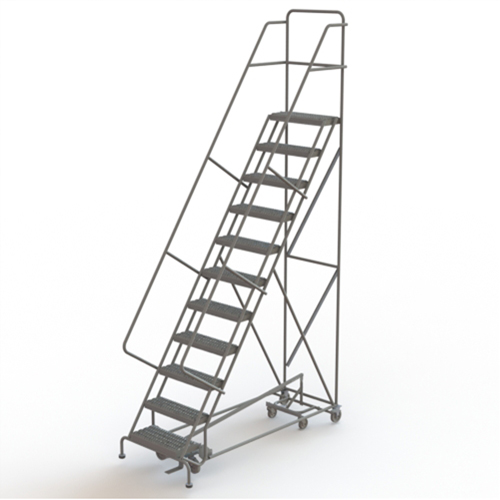 All Directional Rolling Ladder, 11 Steps, 24" Step Width, 110" Platform Height, Steel Helyx Safety & Industrial Supplies