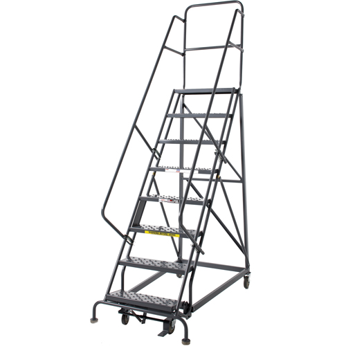 Heavy Duty Rolling Ladder, 8 Steps, 24" Step Width, 80" Platform Height, Steel Helyx Safety & Industrial Supplies