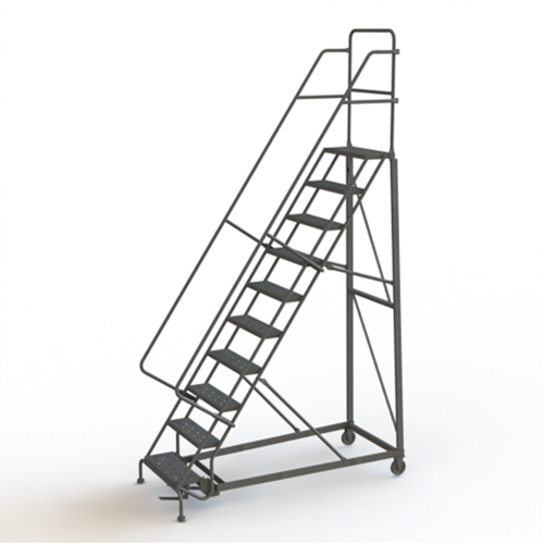 Heavy Duty Rolling Ladder, 10 Steps, 24" Step Width, 100" Platform Height, Steel Helyx Safety & Industrial Supplies