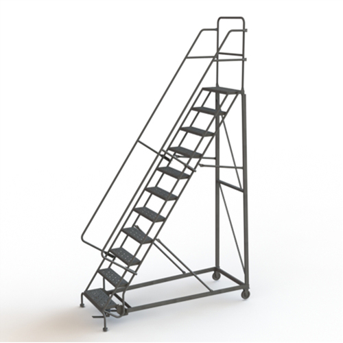 &eacute;chelles roulantes robustes, 11 marches, Largeur de la marche 24", Hauteur de la plateforme 110", Acier Helyx Safety & Industrial Supplies