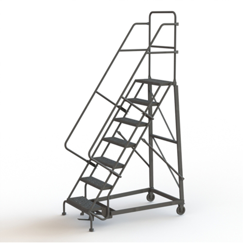 Heavy Duty Rolling Ladder, 7 Steps, 24" Step Width, 70" Platform Height, Steel Helyx Safety & Industrial Supplies
