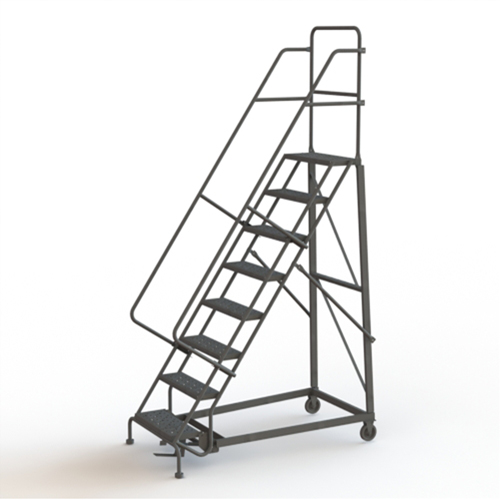 Heavy Duty Rolling Ladder, 8 Steps, 24" Step Width, 80" Platform Height, Steel Helyx Safety & Industrial Supplies