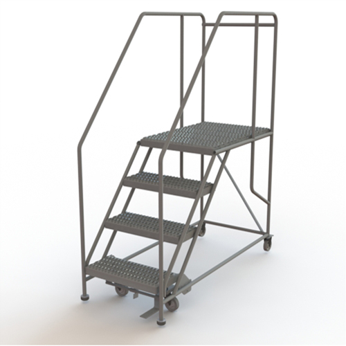 Mobile Work Platform, Steel, 4 Steps, 40" H, 35" D, 24" Step, Serrated Helyx Safety & Industrial Supplies