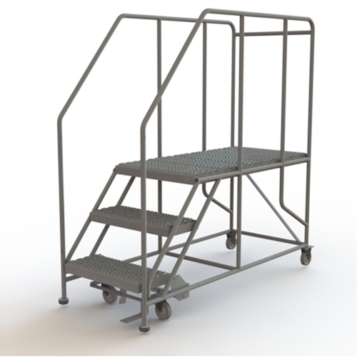 Mobile Work Platform, Steel, 3 Steps, 30" H, 47" D, 24" Step, Serrated Helyx Safety & Industrial Supplies