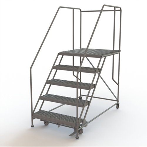 Mobile Work Platform, Steel, 5 Steps, 50" H, 36" D, 36" Step, Serrated Helyx Safety & Industrial Supplies
