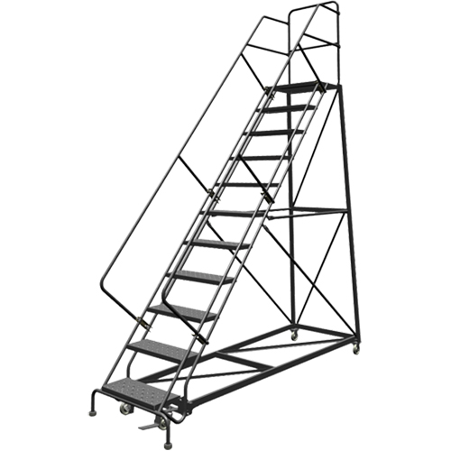 Safety Slope Rolling Ladder, 11 Steps, Perforated, 50° Incline, 110" High Helyx Safety & Industrial Supplies