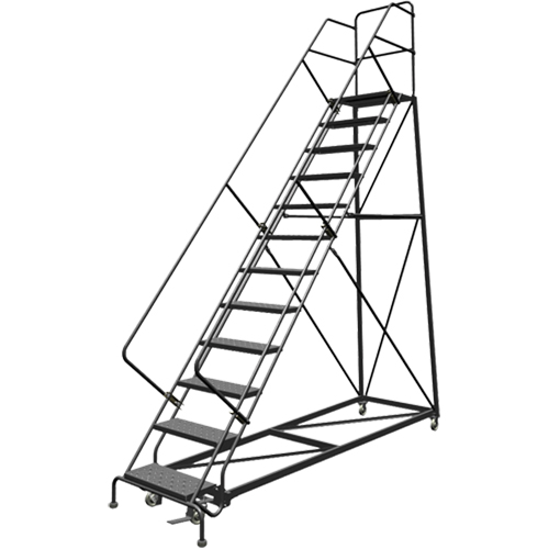 Safety Slope Rolling Ladder, 12 Steps, Perforated, 50° Incline, 120" High Helyx Safety & Industrial Supplies