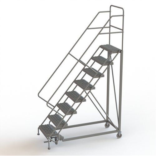 Safety Slope Rolling Ladder, 8 Steps, Serrated, 50° Incline, 80" High Helyx Safety & Industrial Supplies