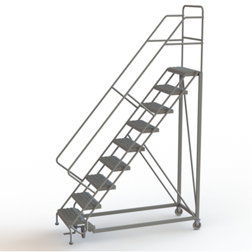 Safety Slope Rolling Ladder, 9 Steps, Serrated, 50° Incline, 90" High Helyx Safety & Industrial Supplies